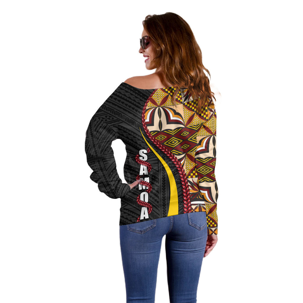 Samoa Siapo Ula Fala Off Shoulder Sweater Polynesian Tribal Pattern LT03 - Polynesian Pride