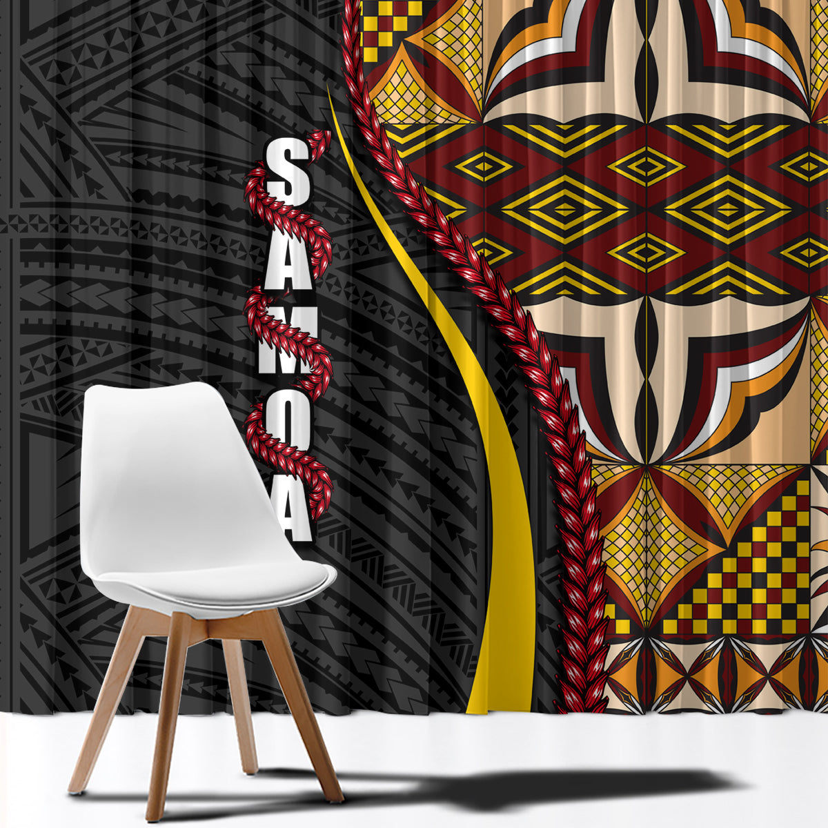 Samoa Siapo Ula Fala Window Curtain Polynesian Tribal Pattern LT03 - Polynesian Pride