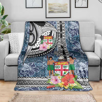 Fiji Day Blanket Traditional Tapa with Hibiscus and Emblems