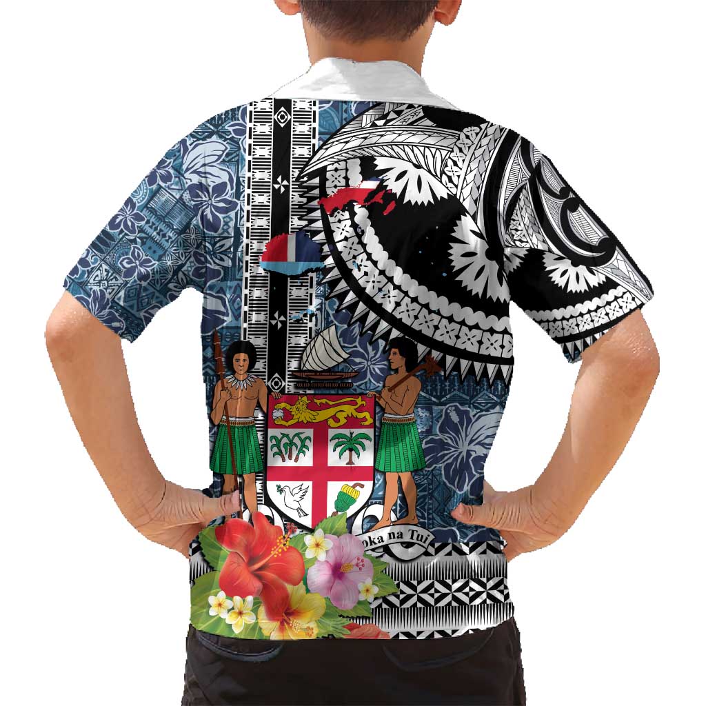 Fiji Day Family Matching Tank Maxi Dress and Hawaiian Shirt Traditional Tapa with Hibiscus and Emblems