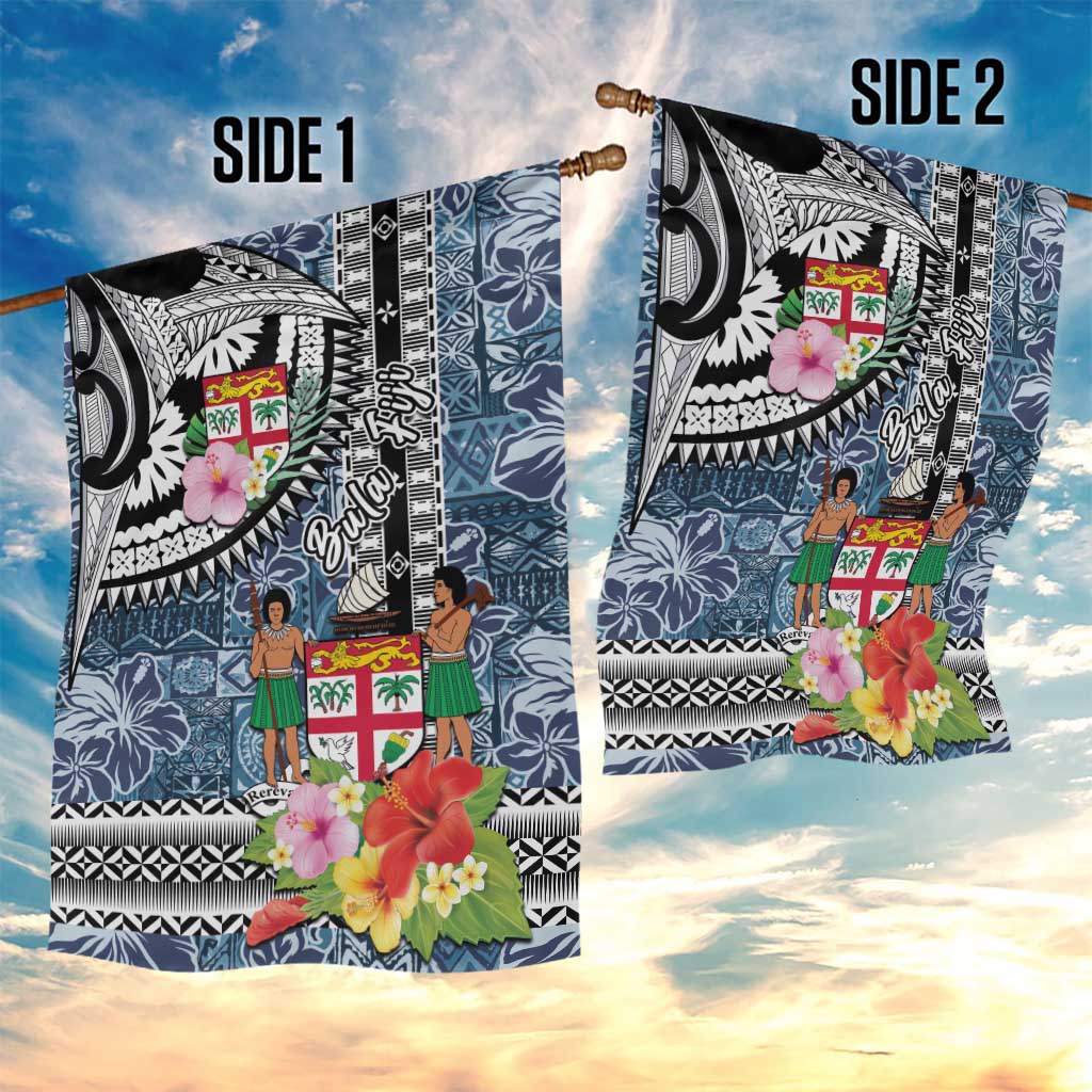 Fiji Day Garden Flag Traditional Tapa with Hibiscus and Emblems