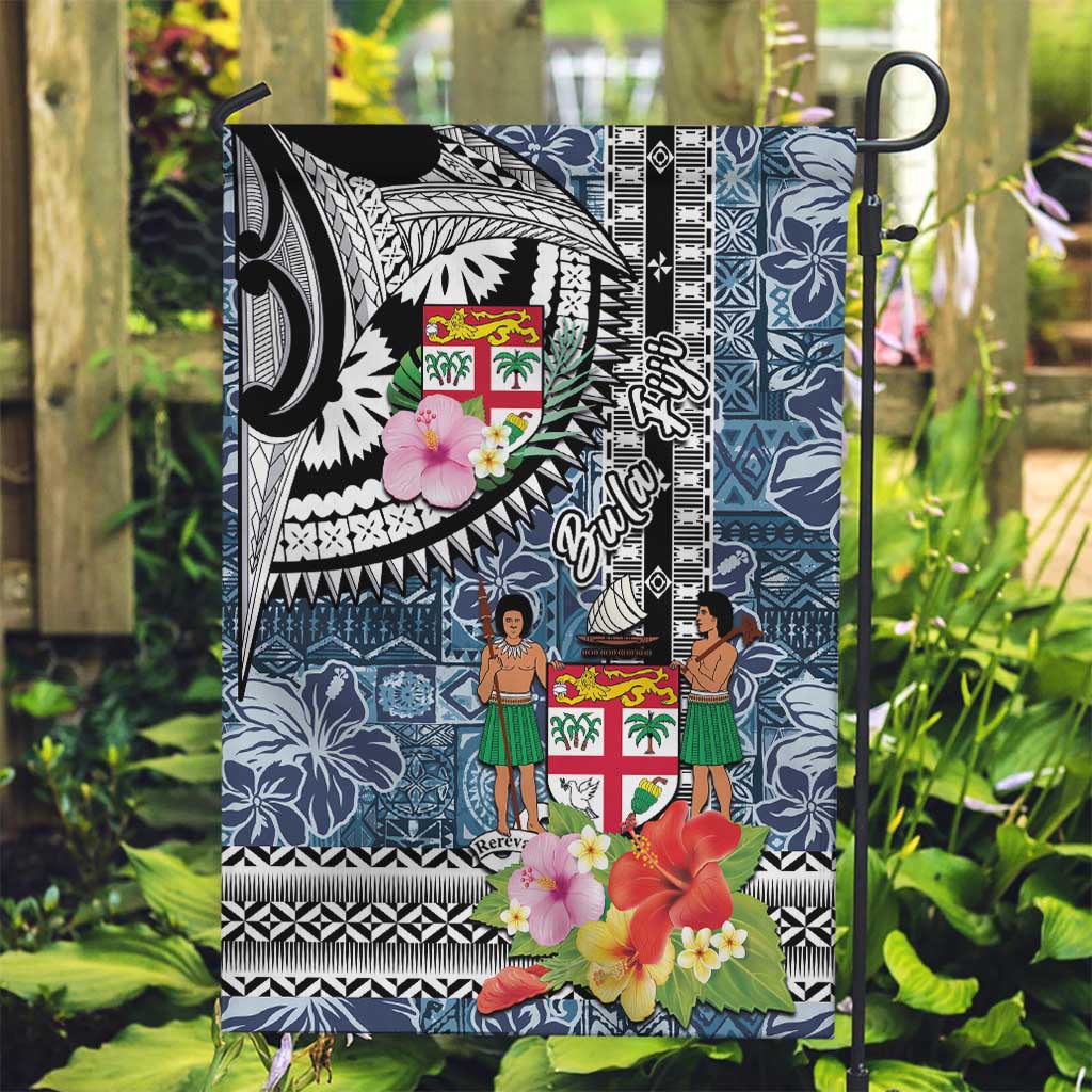 Fiji Day Garden Flag Traditional Tapa with Hibiscus and Emblems