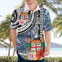 Fiji Day Hawaiian Shirt Traditional Tapa with Hibiscus and Emblems