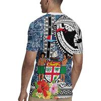 Fiji Day Rugby Jersey Traditional Tapa with Hibiscus and Emblems