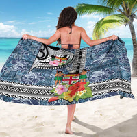 Fiji Day Sarong Traditional Tapa with Hibiscus and Emblems