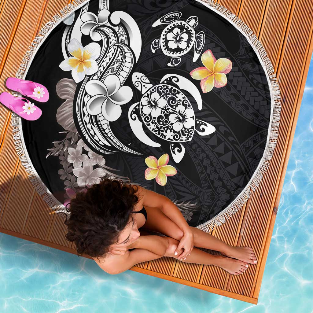 Hawaiian Tropical Plumeria Turtles Beach Blanket Polynesian Art Tattoo