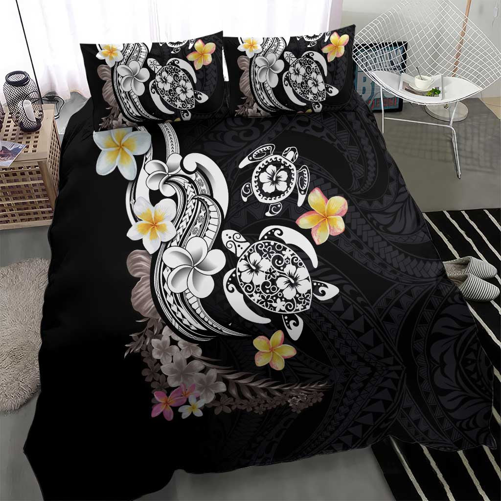 Hawaiian Tropical Plumeria Turtles Bedding Set Polynesian Art Tattoo