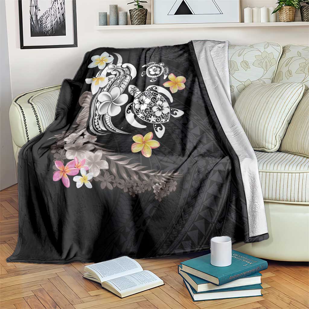 Hawaiian Tropical Plumeria Turtles Blanket Polynesian Art Tattoo