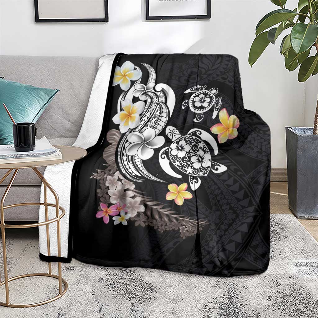 Hawaiian Tropical Plumeria Turtles Blanket Polynesian Art Tattoo
