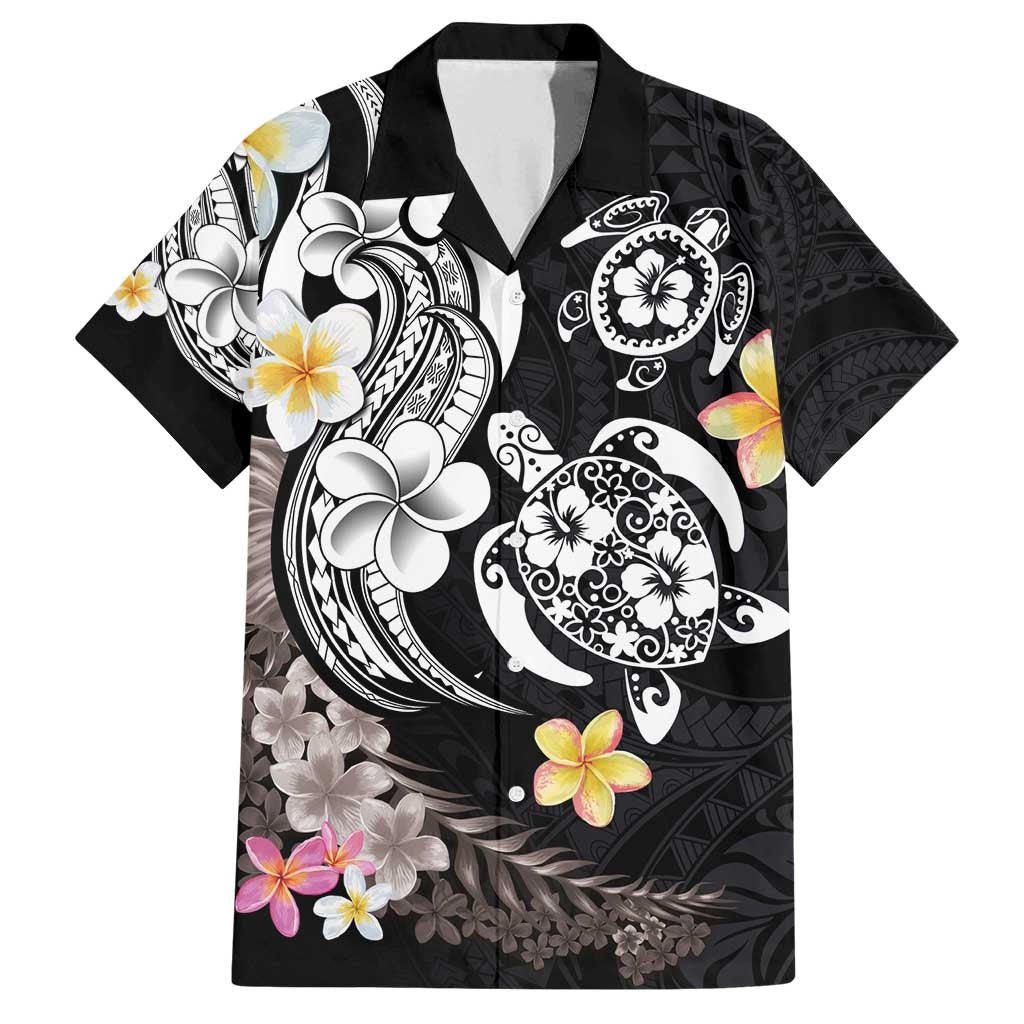 Hawaiian Tropical Plumeria Turtles Family Matching Off Shoulder Maxi Dress and Hawaiian Shirt Polynesian Art Tattoo