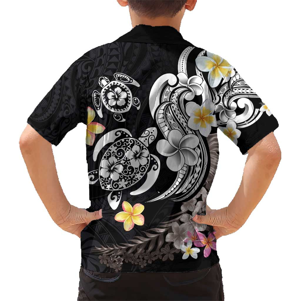 Hawaiian Tropical Plumeria Turtles Family Matching Short Sleeve Bodycon Dress and Hawaiian Shirt Polynesian Art Tattoo