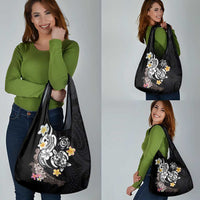 Hawaiian Tropical Plumeria Turtles Grocery Bag Polynesian Art Tattoo