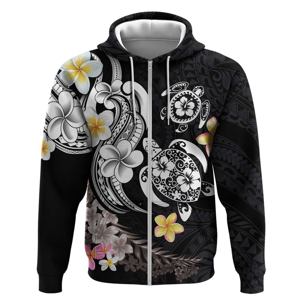 Hawaiian Tropical Plumeria Turtles Hoodie Polynesian Art Tattoo