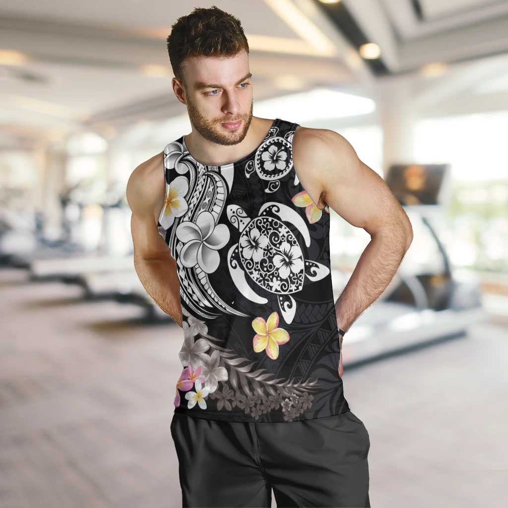 Hawaiian Tropical Plumeria Turtles Men Tank Top Polynesian Art Tattoo