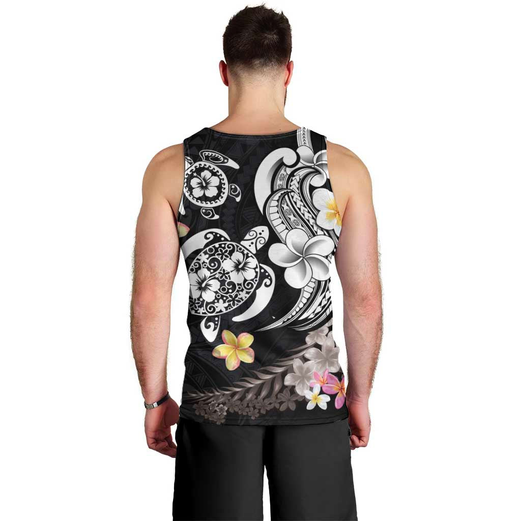 Hawaiian Tropical Plumeria Turtles Men Tank Top Polynesian Art Tattoo