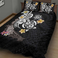 Hawaiian Tropical Plumeria Turtles Quilt Bed Set Polynesian Art Tattoo