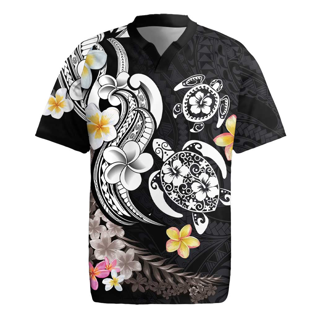 Hawaiian Tropical Plumeria Turtles Rugby Jersey Polynesian Art Tattoo