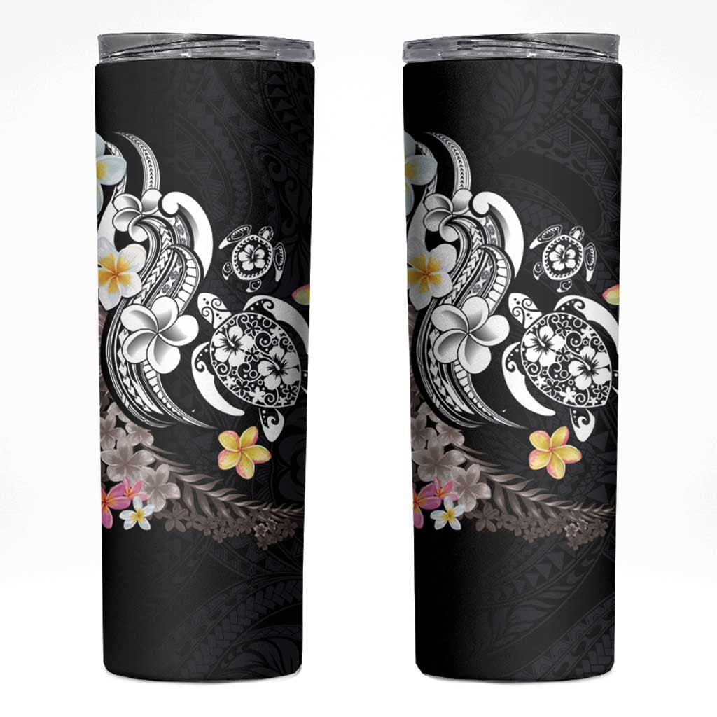 Hawaiian Tropical Plumeria Turtles Skinny Tumbler Polynesian Art Tattoo