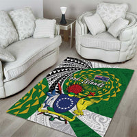 Cook Islands Independence Day Area Rug National Flag and Emblem with Tatau Tattoo