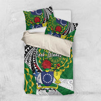 Cook Islands Independence Day Bedding Set National Flag and Emblem with Tatau Tattoo