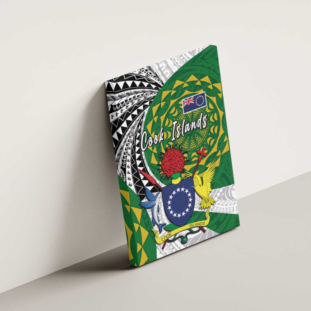 Cook Islands Independence Day Canvas Wall Art National Flag and Emblem with Tatau Tattoo