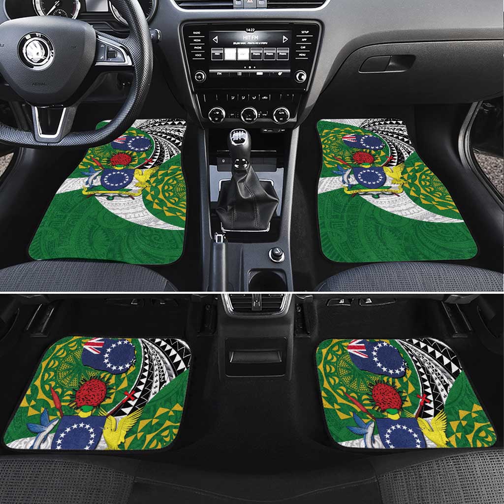 Cook Islands Independence Day Car Mats National Flag and Emblem with Tatau Tattoo