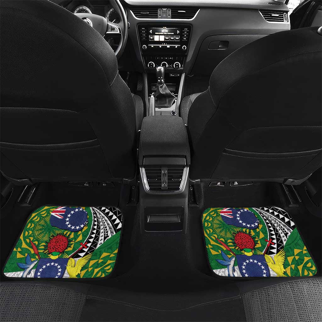 Cook Islands Independence Day Car Mats National Flag and Emblem with Tatau Tattoo