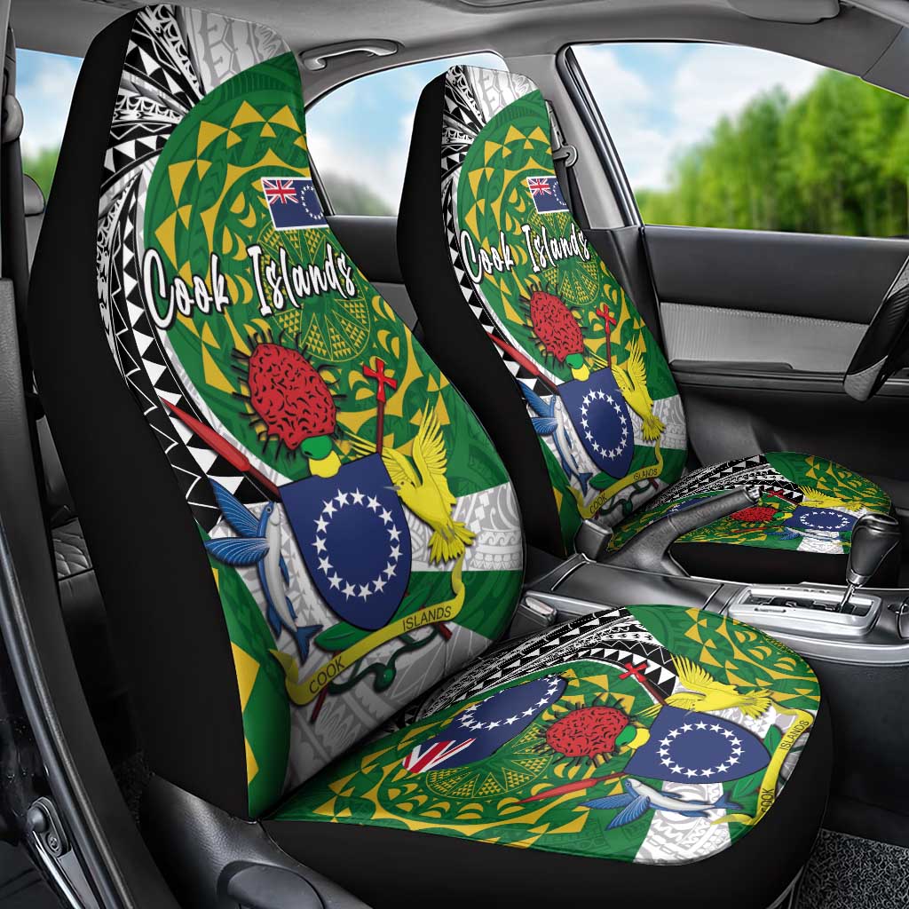 Cook Islands Independence Day Car Seat Cover National Flag and Emblem with Tatau Tattoo