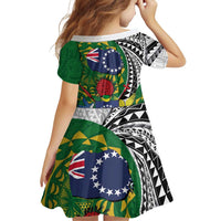 Cook Islands Independence Day Family Matching Off Shoulder Short Dress and Hawaiian Shirt National Flag and Emblem with Tatau Tattoo LT03 - Polynesian Pride