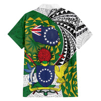 Cook Islands Independence Day Family Matching Off Shoulder Short Dress and Hawaiian Shirt National Flag and Emblem with Tatau Tattoo LT03 - Polynesian Pride