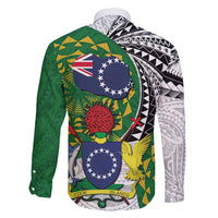 Cook Islands Independence Day Family Matching Off Shoulder Short Dress and Hawaiian Shirt National Flag and Emblem with Tatau Tattoo LT03 - Polynesian Pride