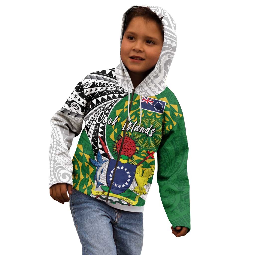 Cook Islands Independence Day Kid Hoodie National Flag and Emblem with Tatau Tattoo