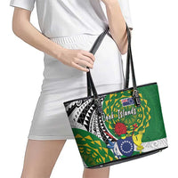 Cook Islands Independence Day Leather Tote Bag National Flag and Emblem with Tatau Tattoo