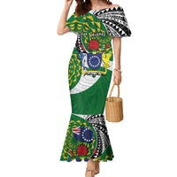 Cook Islands Independence Day Mermaid Dress National Flag and Emblem with Tatau Tattoo