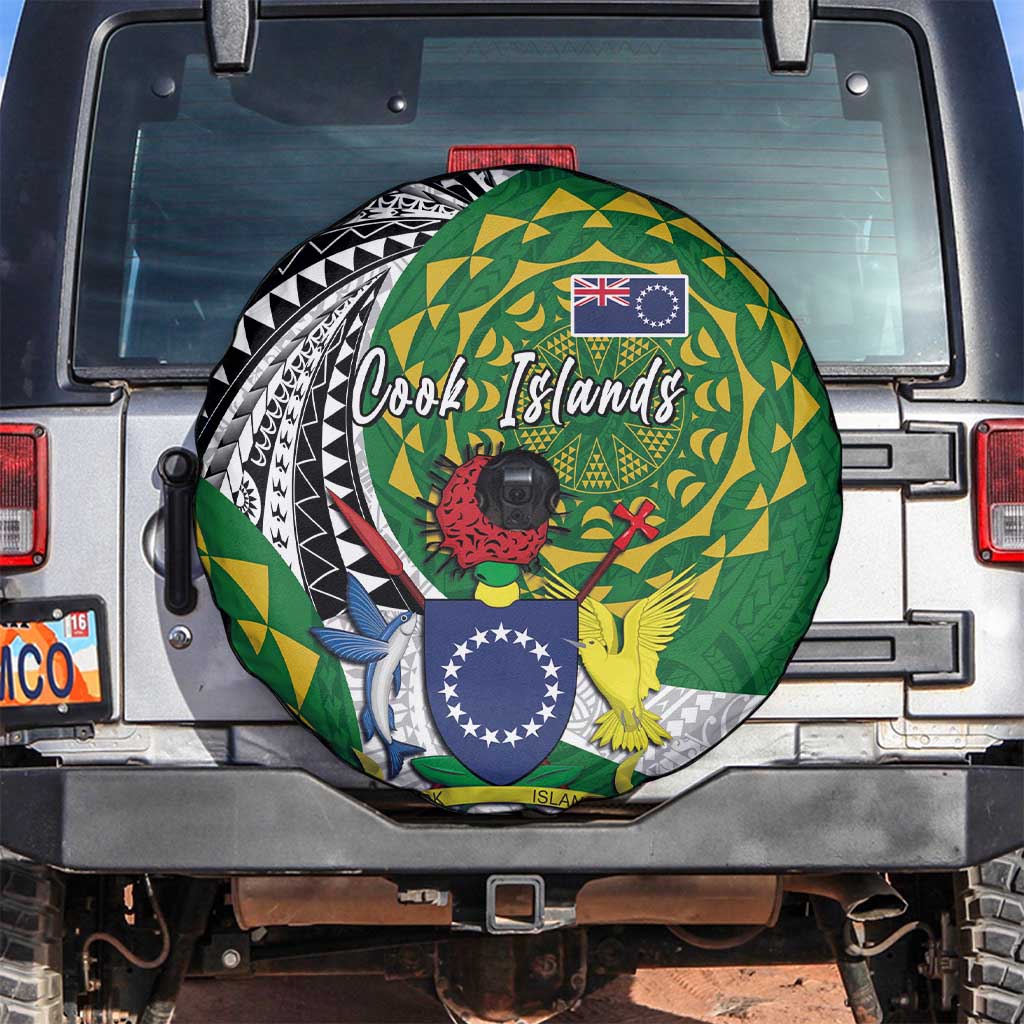 Cook Islands Independence Day Spare Tire Cover National Flag and Emblem with Tatau Tattoo