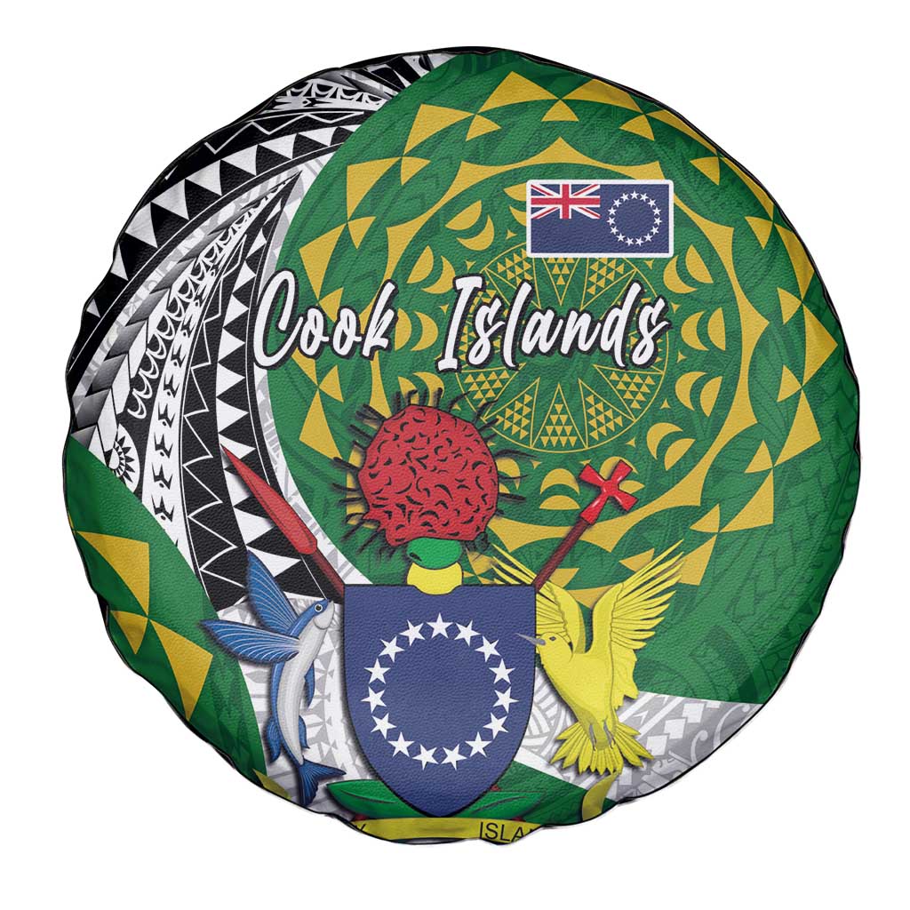 Cook Islands Independence Day Spare Tire Cover National Flag and Emblem with Tatau Tattoo