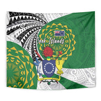 Cook Islands Independence Day Tapestry National Flag and Emblem with Tatau Tattoo