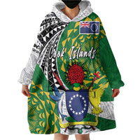 Cook Islands Independence Day Wearable Blanket Hoodie National Flag and Emblem with Tatau Tattoo
