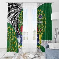 Cook Islands Independence Day Window Curtain National Flag and Emblem with Tatau Tattoo