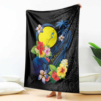 Palau Independence Day Blanket Melanesian Tattoo with Hibiscus