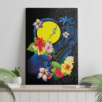 Palau Independence Day Canvas Wall Art Melanesian Tattoo with Hibiscus