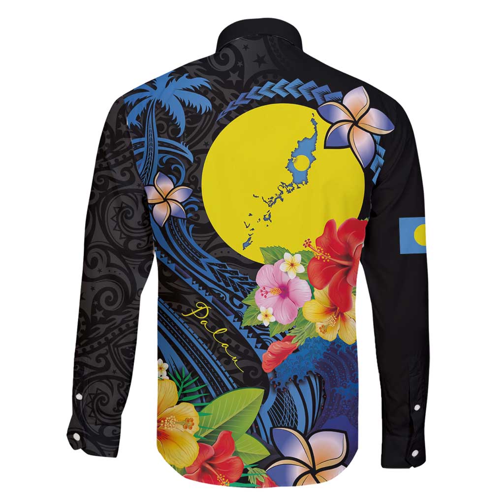 Palau Independence Day Family Matching Tank Maxi Dress and Hawaiian Shirt Melanesian Tattoo with Hibiscus