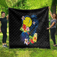 Palau Independence Day Quilt Melanesian Tattoo with Hibiscus