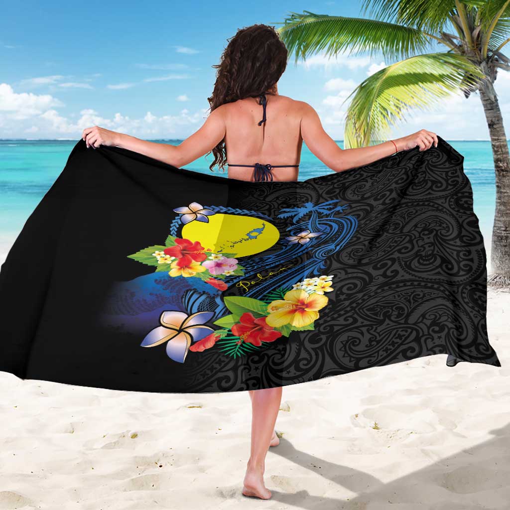 Palau Independence Day Sarong Melanesian Tattoo with Hibiscus