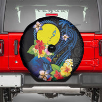 Palau Independence Day Spare Tire Cover Melanesian Tattoo with Hibiscus