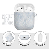 Hawaiian Turtles and Leis AirPods Case Tribal Kakau Pattern Airy White Blue Cloud Vibe LT03 - Polynesian Pride