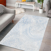Hawaiian Turtles and Leis Area Rug Tribal Kakau Pattern Airy White Blue Cloud Vibe LT03 - Polynesian Pride