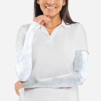 Hawaiian Turtles and Leis Arm Sleeves Tribal Kakau Pattern Airy White Blue Cloud Vibe LT03 - Polynesian Pride
