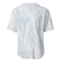 Hawaiian Turtles and Leis Baseball Jersey Tribal Kakau Pattern Airy White Blue Cloud Vibe LT03 - Polynesian Pride