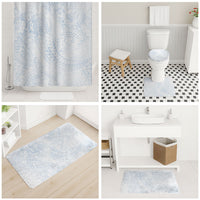 Hawaiian Turtles and Leis Bathroom Set Tribal Kakau Pattern Airy White Blue Cloud Vibe LT03 - Polynesian Pride